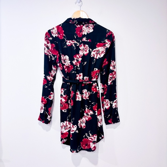 REVAMPED Black floral long-sleeve belted dress women | Medium * - Picture 2 of 9